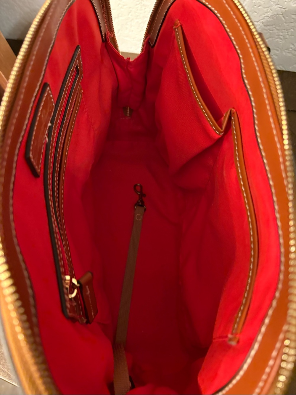 Dooney & Bourke Gray and Tan Pebbled Leather Dome Satchel - Picture 11 of 11